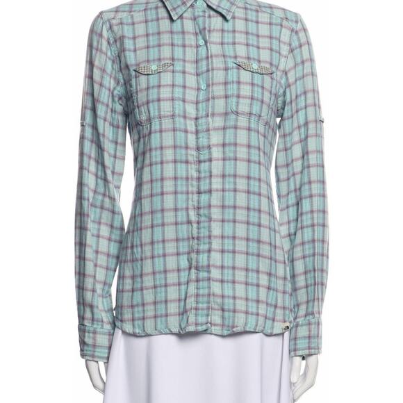 THE NORTH FACE Plaid Print Long Sleeve Button Up Top Shirt SIZE S - Picture 2 of 6